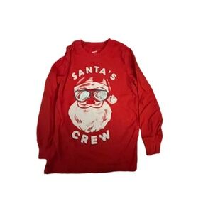 Toddler Long Sleeve Graphic T-Shirt Santa"s  Crew Red White 4T